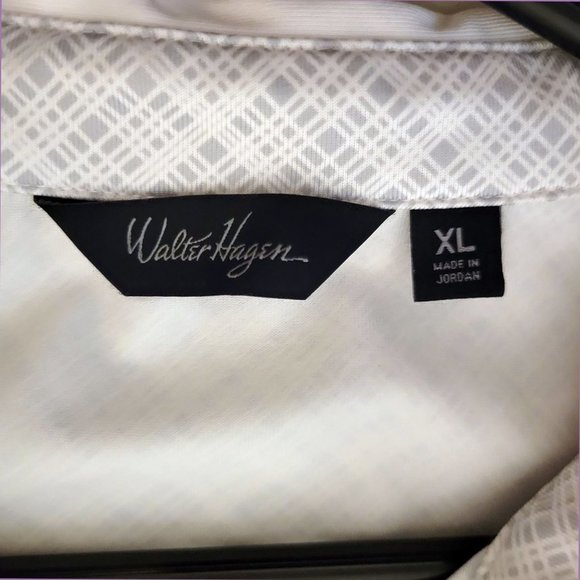 Walter Hagen Polo Shirt White Blue Essentials Geometric Print Size XL - Picture 3 of 3